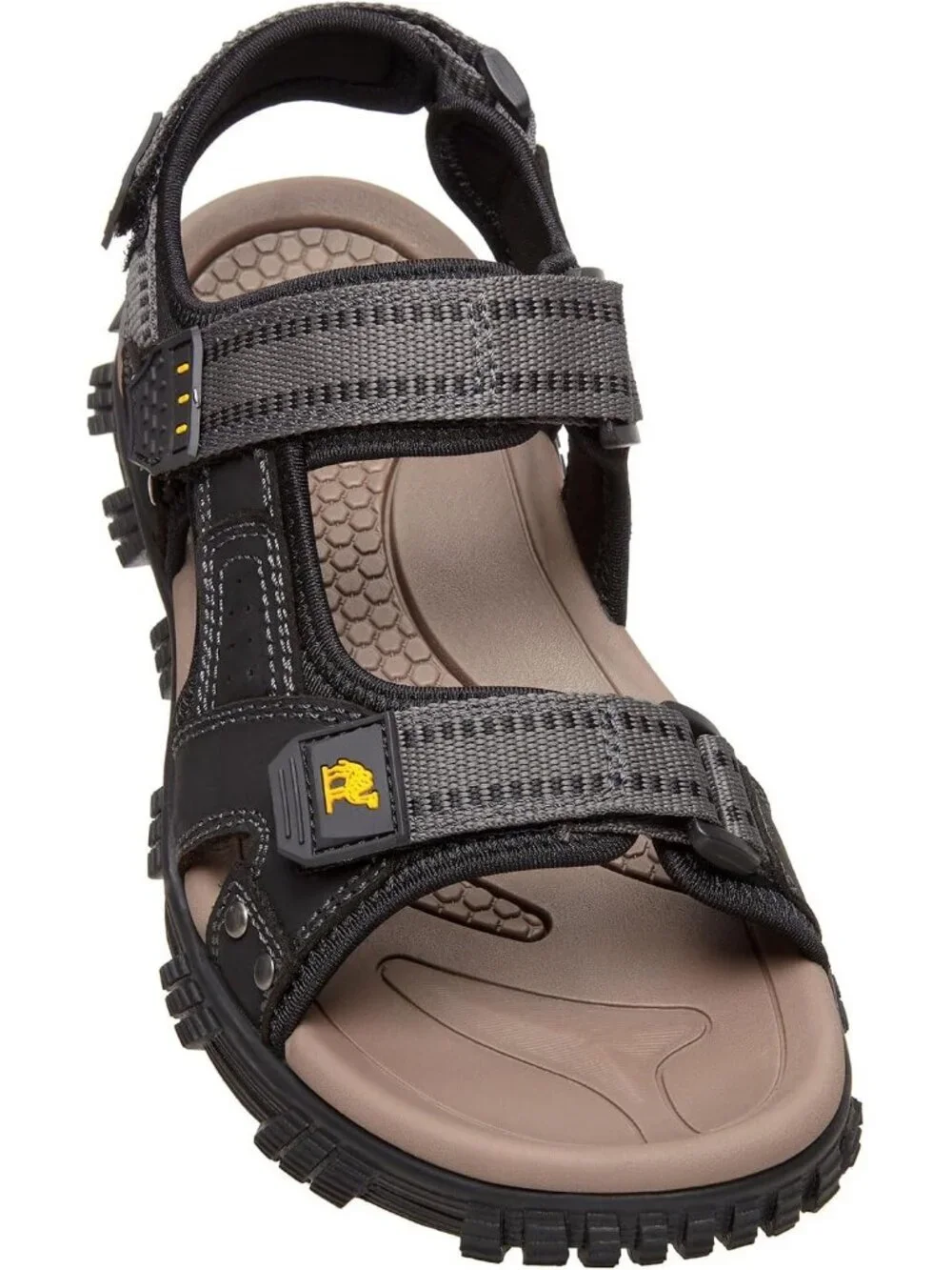 Men's Black And Grey Comfort Leather Athletic Arch Support Hiking Sandal Shoes